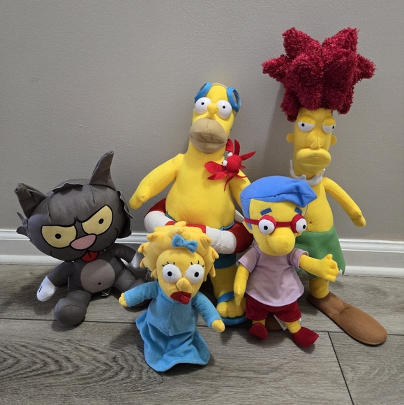 Simpsons Lot of 5 Plush Homer Scratchy Maggie Sideshow Bob and Milhouse Collect - Picture 2 of 15